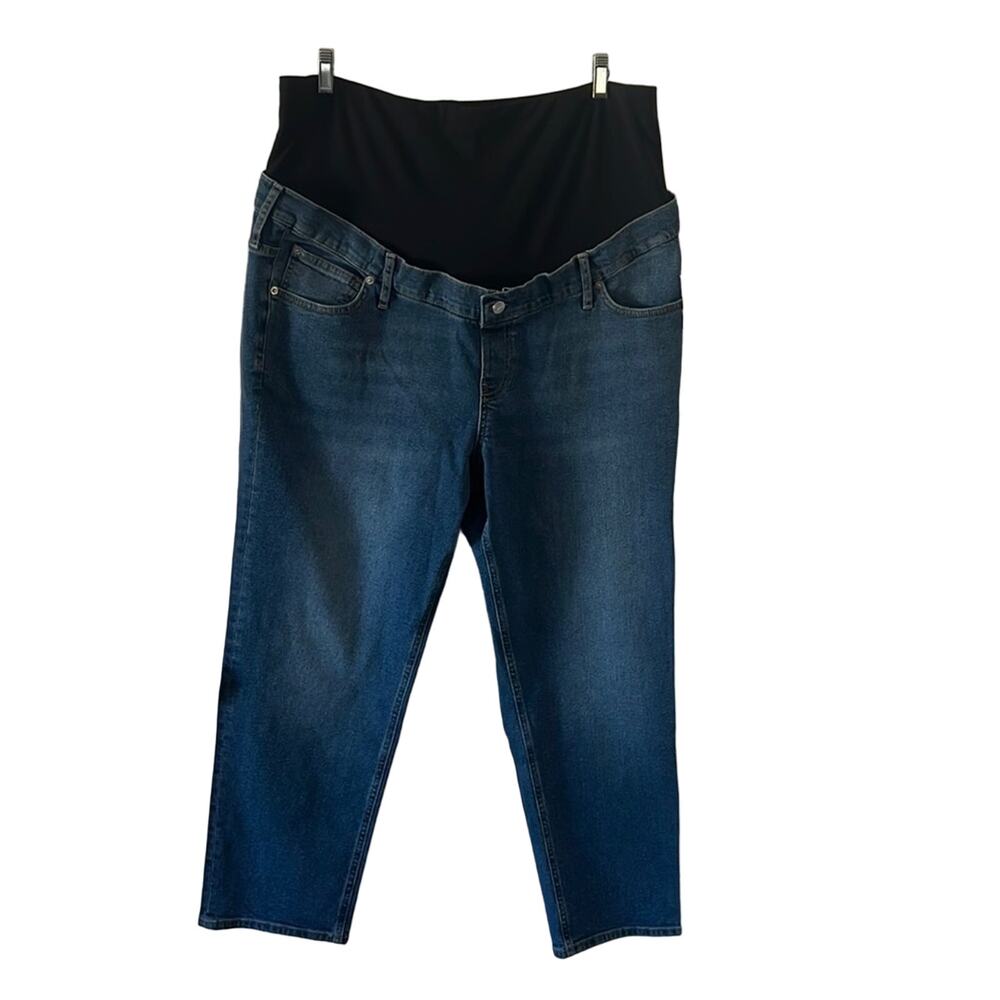 Gap Blue Denim Maternity Jeans Ankle Straight Leg Size 18/34 Belly Band